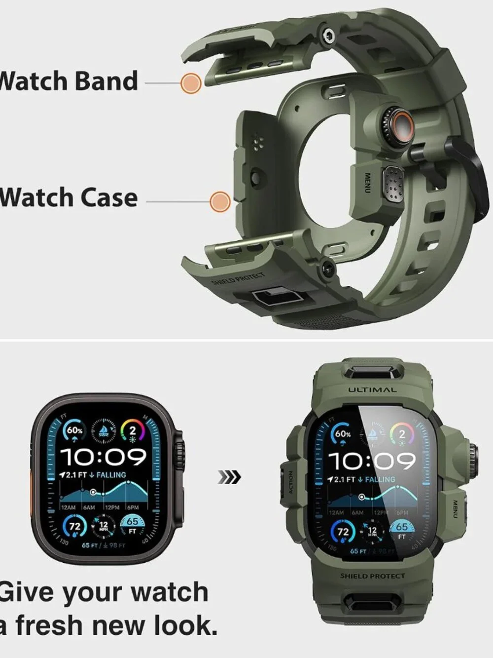 Rugged Case - Band for Apple Watch 49mm,Compatible with Apple Watch Ultra 3/2/1